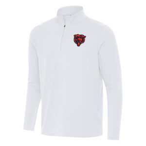Men's Antigua White Chicago Bears Intent Quarter-Zip Pullover Top