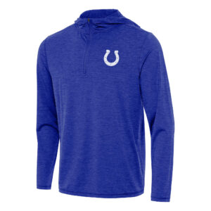Men's Antigua Heather Royal Indianapolis Colts  Tidy Quarter-Zip Pullover Hoodie