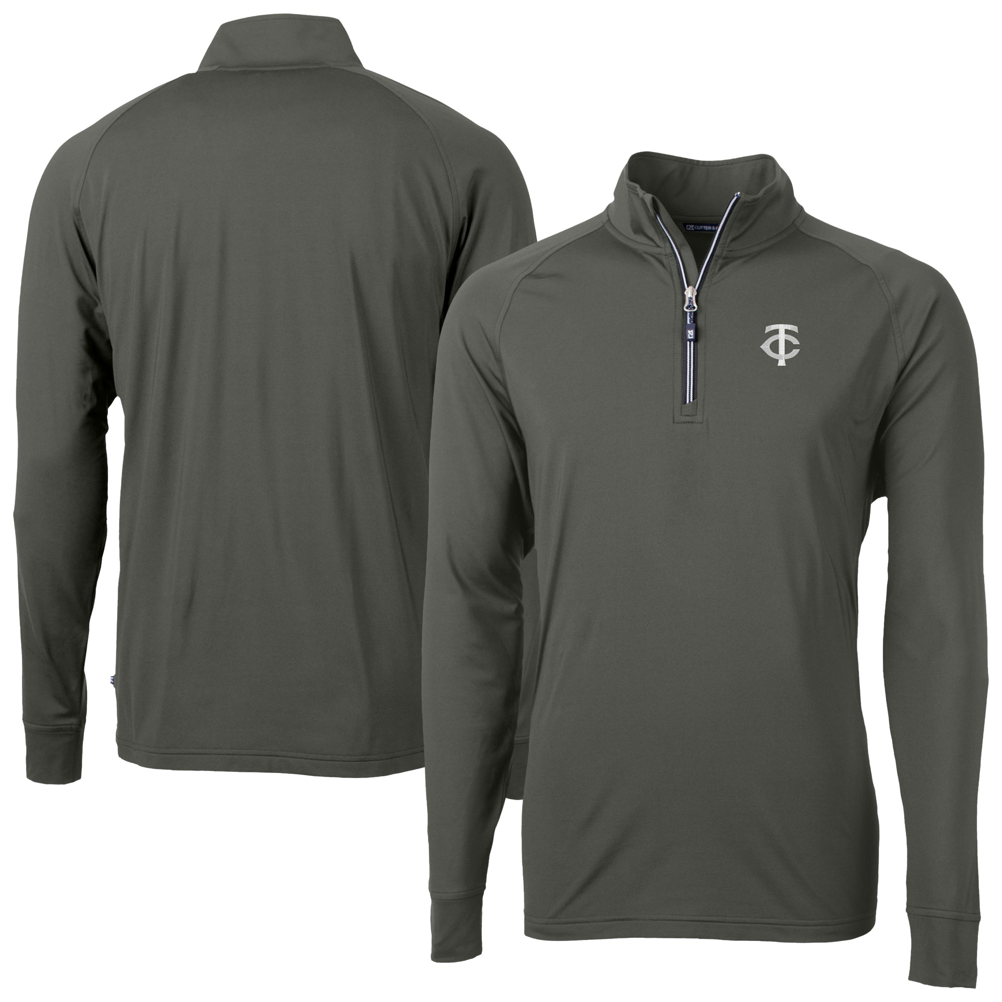 Men's Cutter & Buck Olive Minnesota Twins Adapt Eco Raglan Quarter-Zip Jacket