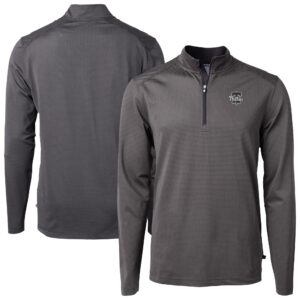 Men's Cutter & Buck Black Philadelphia Phillies Virtue Eco Pique Micro Stripe Quarter-Zip Jacket