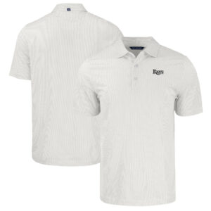 Men's Cutter & Buck White Tampa Bay Rays Big & Tall Eco Symmetry Print Stretch Recycled Polo