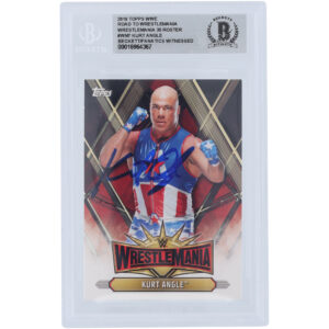 Kurt Angle WWE Autographed 2019 Topps Road to Wrestlemania WrestleMania 35 Roster #WM-7 Beckett Fanatics Witnessed Authenticated Card