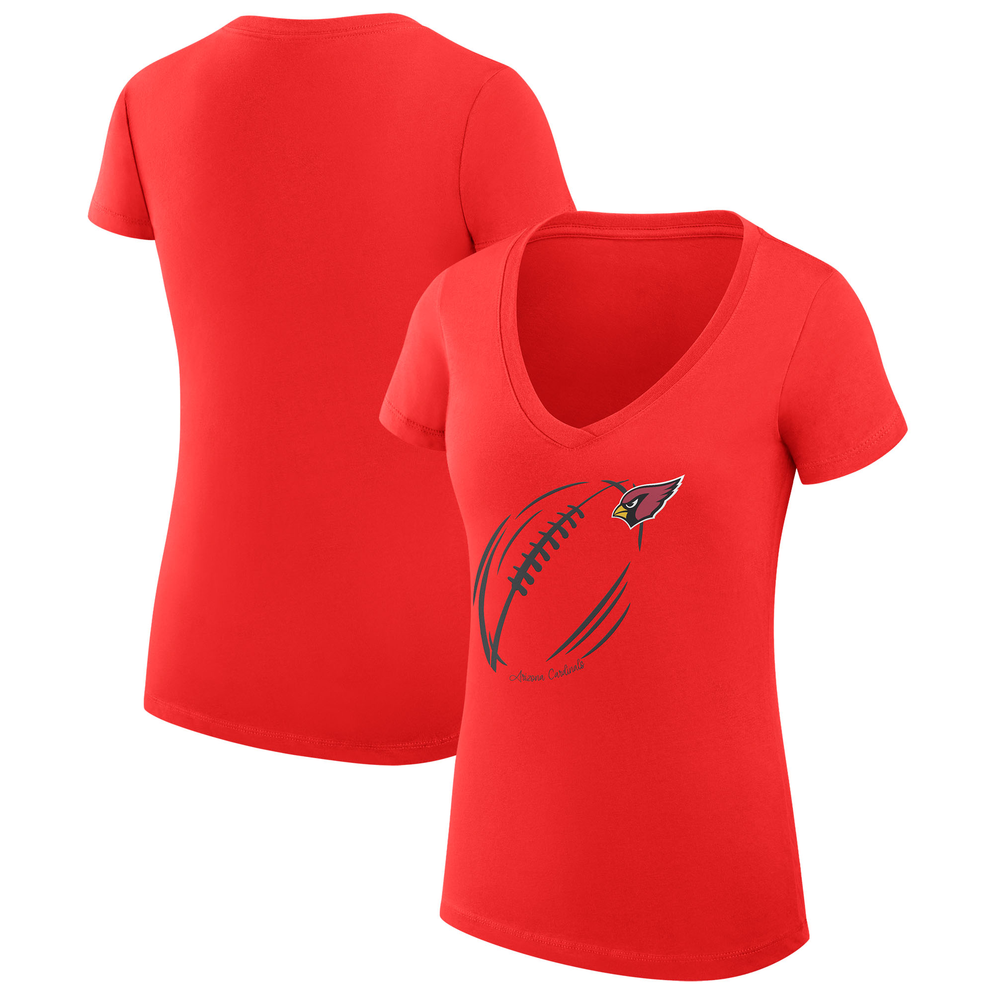 Women's G-III 4Her by Carl Banks Cardinal Arizona Cardinals Subtle Football Fitted V-Neck T-Shirt - Image 2