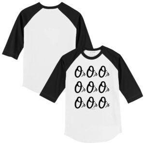 Youth Tiny Turnip  White/Black Baltimore Orioles Logo Grid Raglan 3/4-Sleeve T-Shirt
