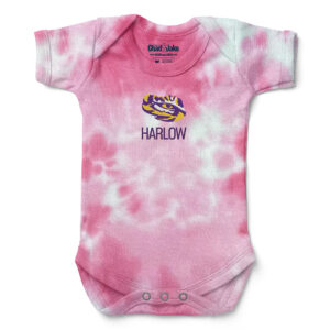 Newborn & Infant Chad & Jake Pink LSU Tigers Personalized Tie-Dye Bodysuit