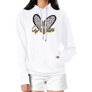 Women's G-III 4Her by Carl Banks White Pittsburgh Penguins Animal Print Heart Fleece Pullover Hoodie