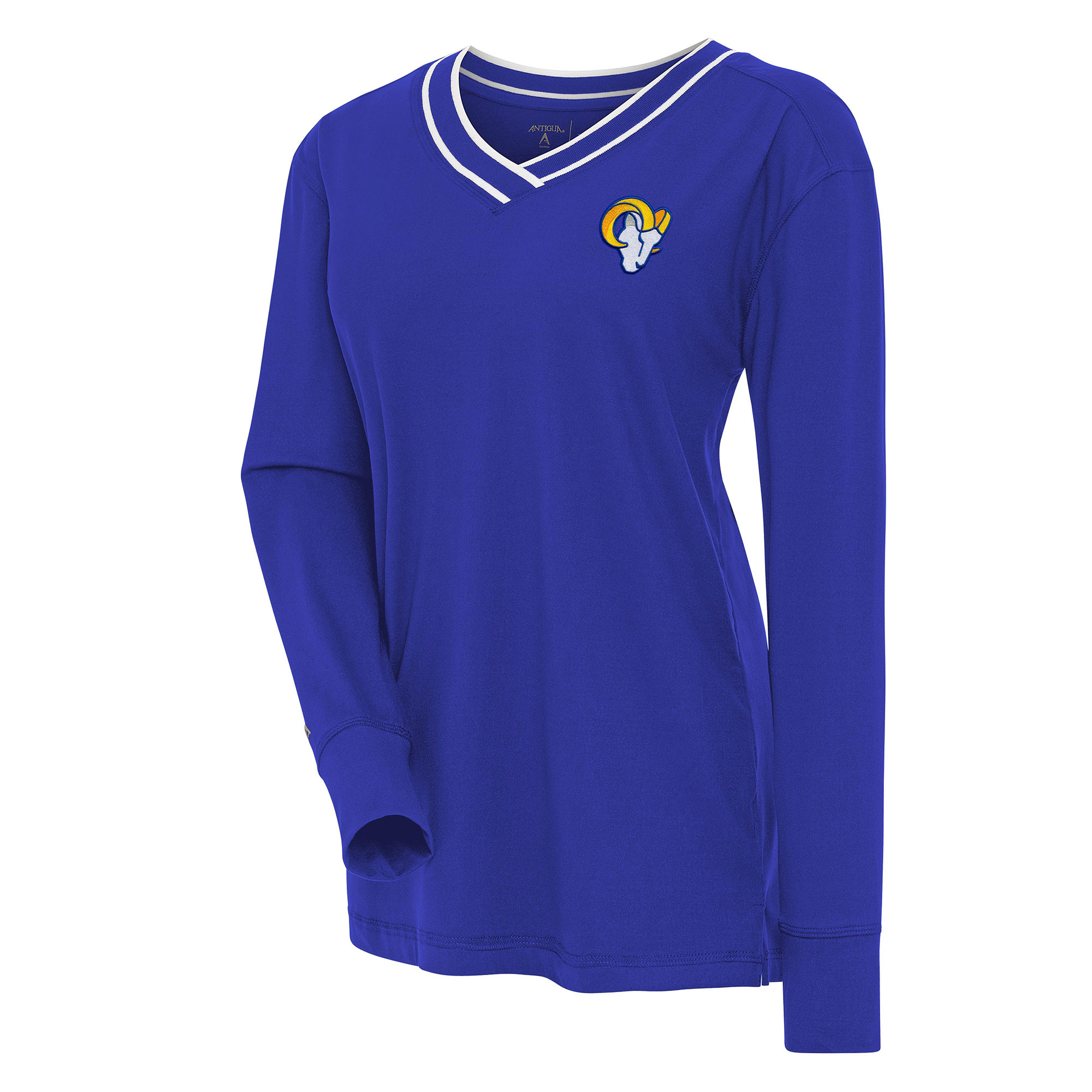 Women's Antigua Royal Los Angeles Rams Symbolic Long Sleeve V-Neck Top