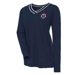 Women's Antigua Navy Washington Wizards Symbolic Long Sleeve V-Neck Top