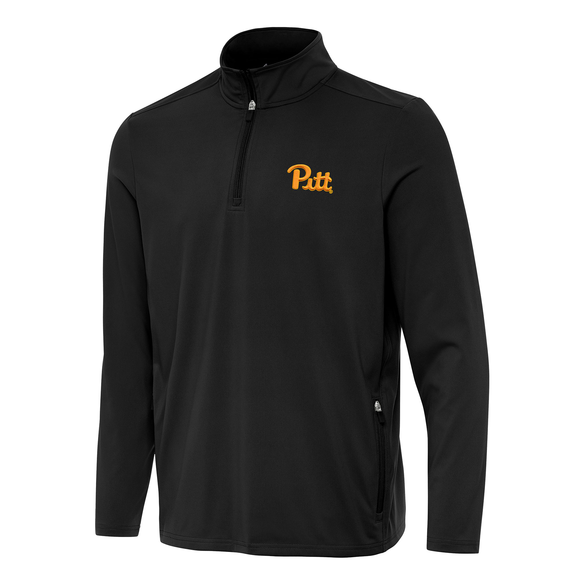 Men's Antigua Black Pitt Panthers Perilous Quarter-Zip Sweatshirt