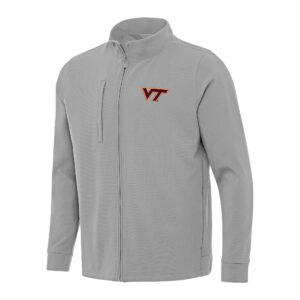 Men's Antigua Gray Virginia Tech Hokies Regard Full-Zip Jacket