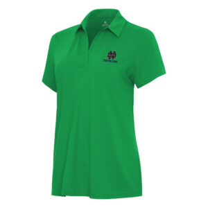 Women's Antigua Green Notre Dame Fighting Irish Logo & Wordmark Era Polo