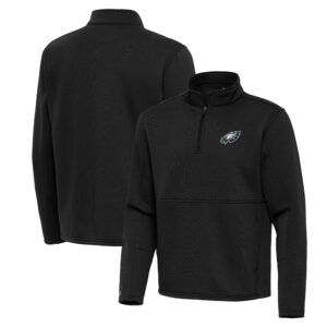 Men's Antigua Black Philadelphia Eagles Twist Quarter-Zip Pullover Jacket