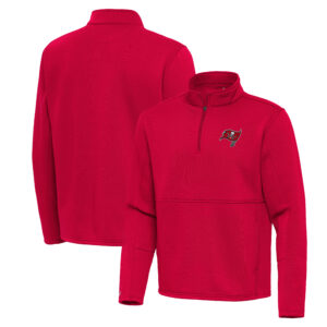 Men's Antigua Red Tampa Bay Buccaneers Twist Quarter-Zip Pullover Jacket