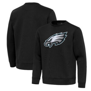 Men's Antigua Black Philadelphia Eagles Relevant Lightweight Pullover Sweatshirt