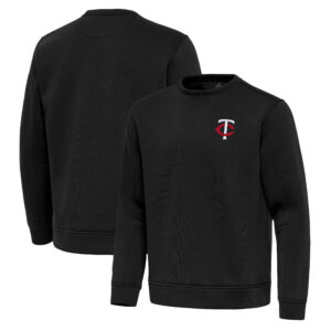 Men's Antigua Black Minnesota Twins Relevant Lightweight Pullover Sweatshirt