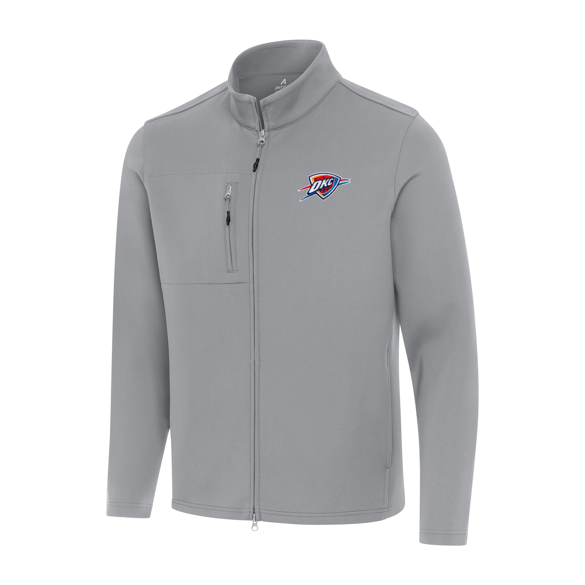 Men's Antigua Gray Oklahoma City Thunder Objection Double-Peached Full-Zip Jacket