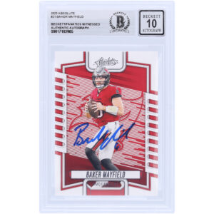 Baker Mayfield Tampa Bay Buccaneers Autographed 2023 Panini Absolute #21 Beckett Fanatics Witnessed Authenticated 10 Card