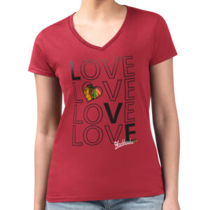 Women's G-III 4Her by Carl Banks Red Chicago Blackhawks Large Love Graphic V-Neck T-Shirt