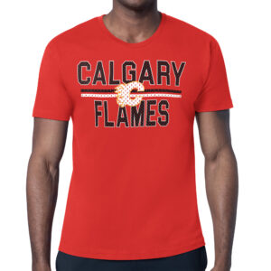 Men's Starter Red Calgary Flames Mesh Look Team Name T-Shirt