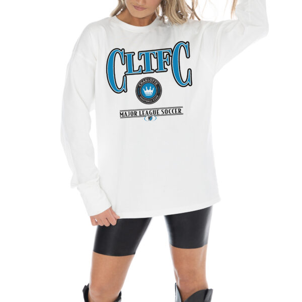 Women's Gameday Couture  White Charlotte FC Shining Spirit Oversized Long Sleeve T-Shirt