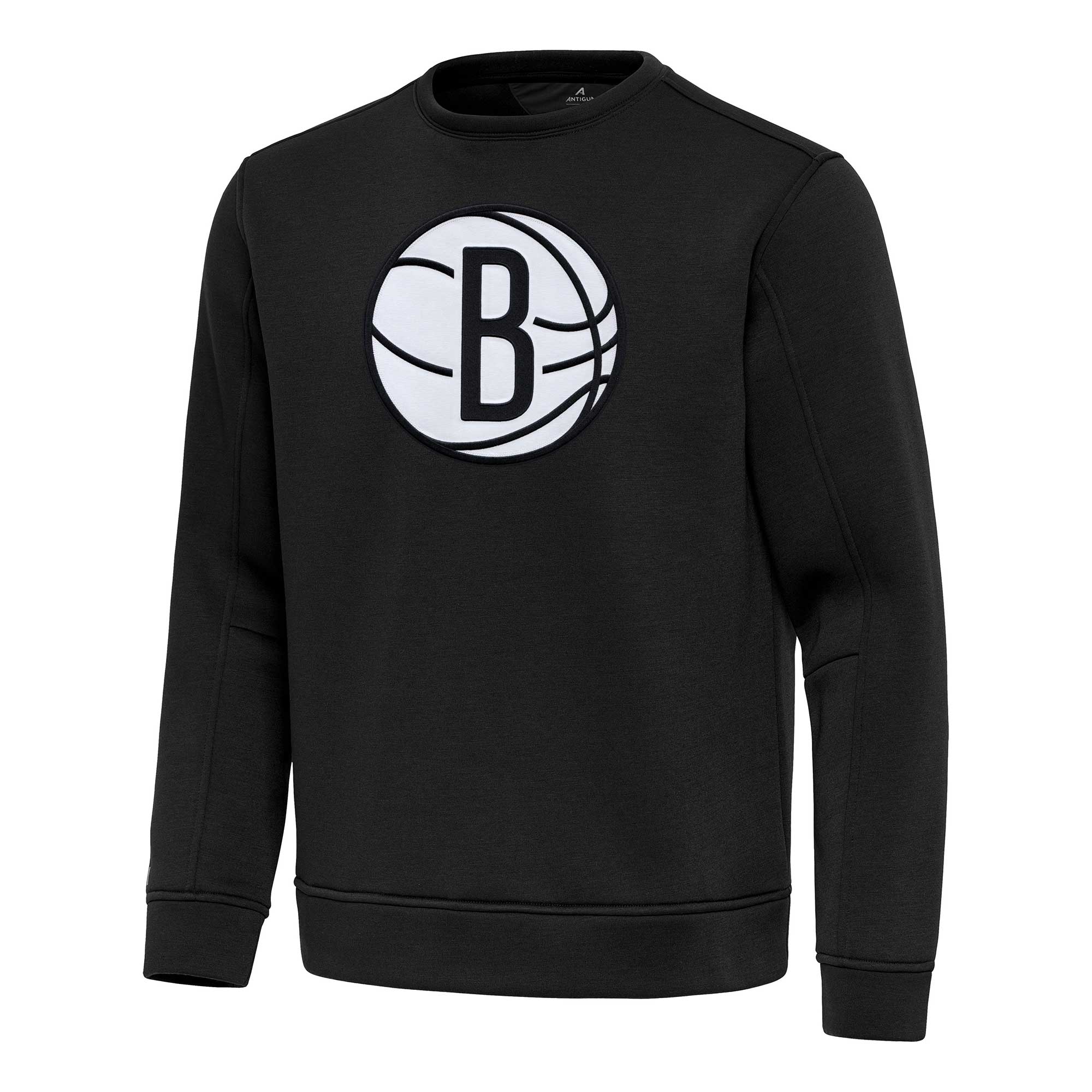 Men's Antigua Black Brooklyn Nets Relevant Pullover Sweatshirt