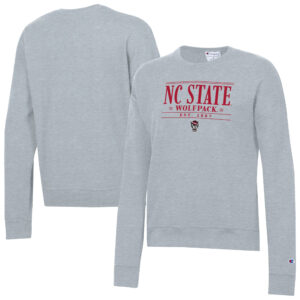 Women's Champion  Gray NC State Wolfpack Powerblend Pullover Sweatshirt