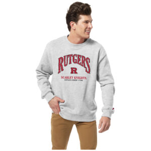Men's League Collegiate Wear  Heather Gray Rutgers Scarlet Knights Essentials 2.0 Pullover Crewneck