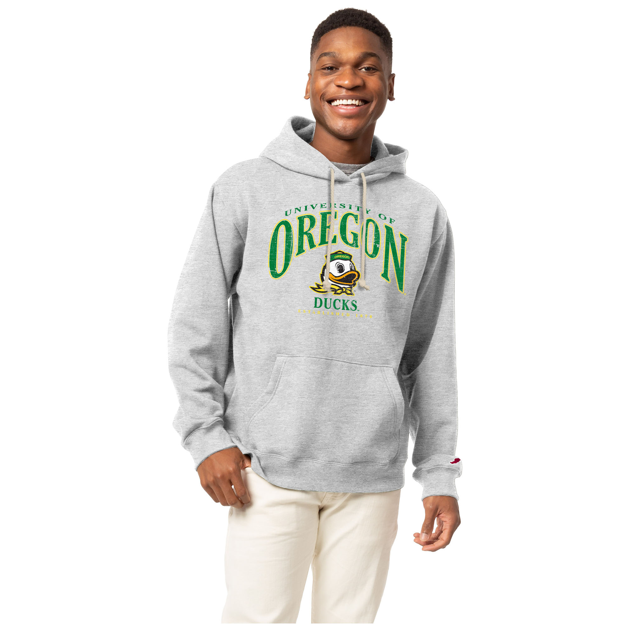 Men's League Collegiate Wear Heather Gray Oregon Ducks Essentials 2.0 Fleece Pullover Hoodie
