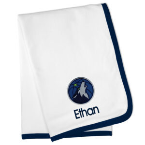 White Minnesota Timberwolves Personalized Baby Blanket