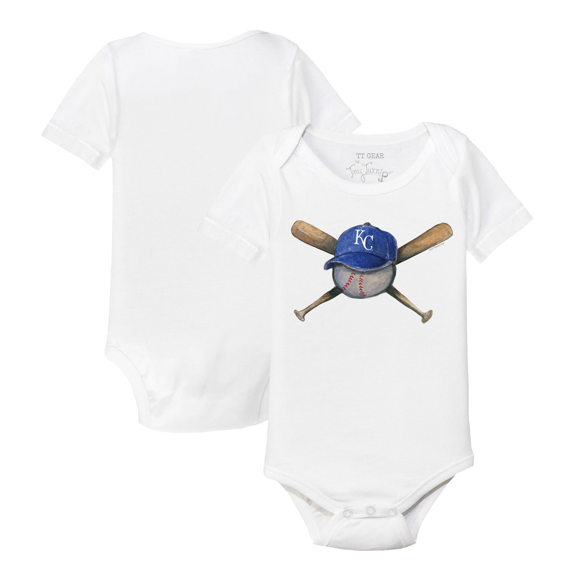 Infant Tiny Turnip White Kansas City Royals Hat Crossbats Bodysuit