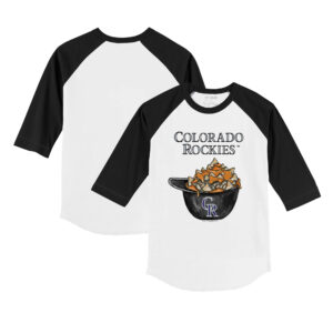 Infant Tiny Turnip White/Black Colorado Rockies Nacho Helmet Raglan 3/4 Sleeve T-Shirt