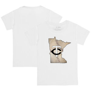 Toddler Tiny Turnip White Minnesota Twins State Outline T-Shirt
