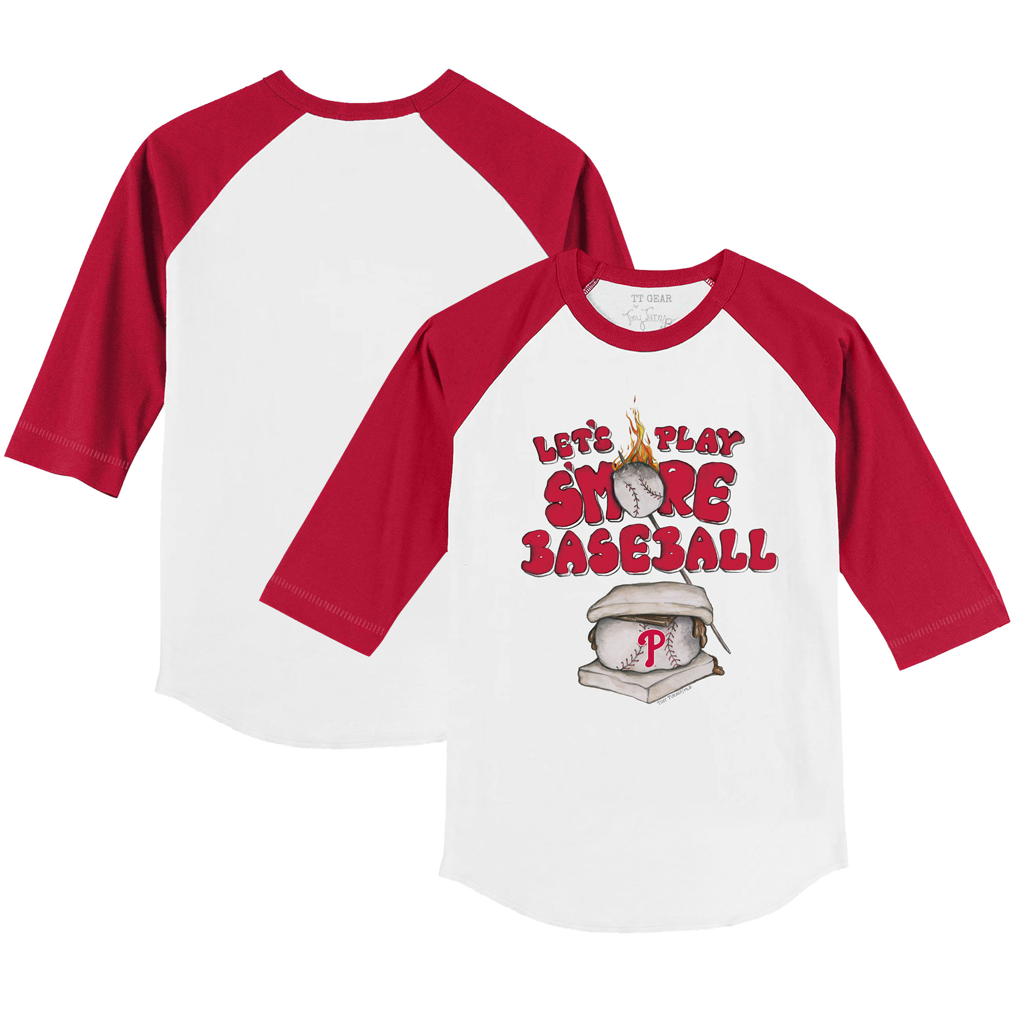 Youth Tiny Turnip White/Red Philadelphia Phillies Smores 3/4-Sleeve Raglan T-Shirt - Image 6