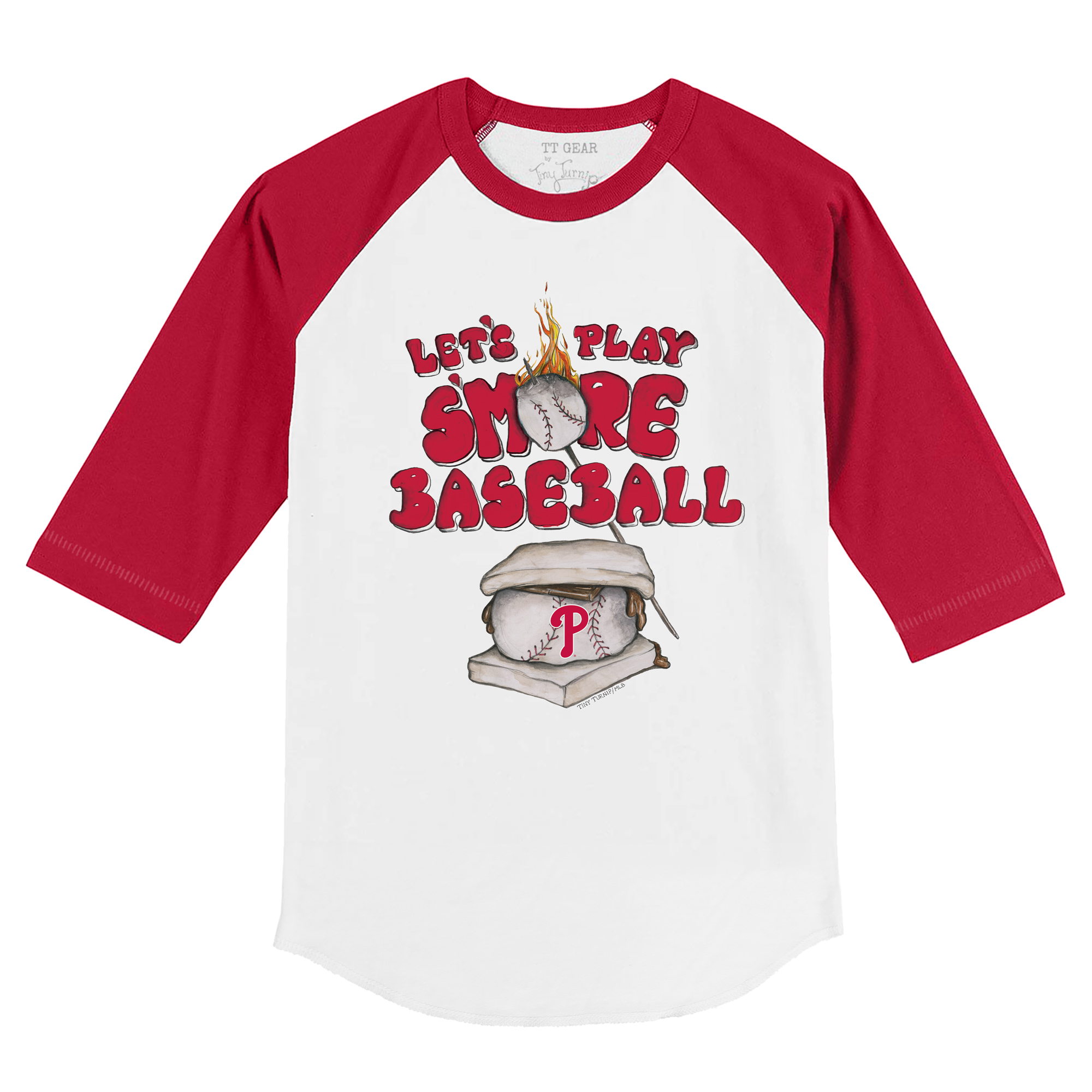 Youth Tiny Turnip White/Red Philadelphia Phillies Smores 3/4-Sleeve Raglan T-Shirt - Image 3
