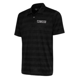 Men's Antigua Black WrestleMania Retro Logo Compass Polo