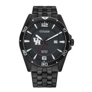 Men's Houston Cougars Citizen Quartz Black-Tone Stainless Steel Watch
