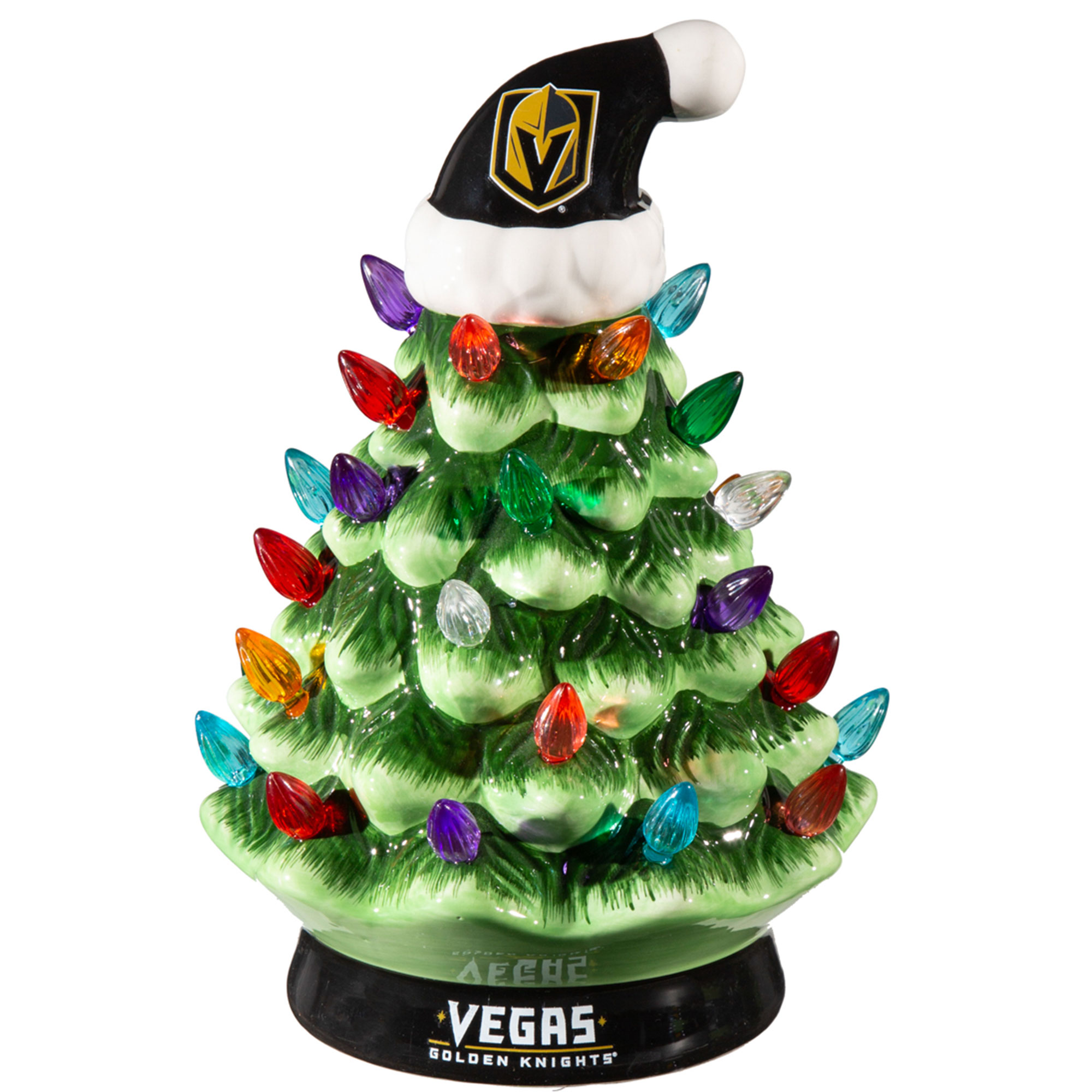 Vegas Golden Knights 8" Light Up Ceramic LED Christmas Tree - Image 4