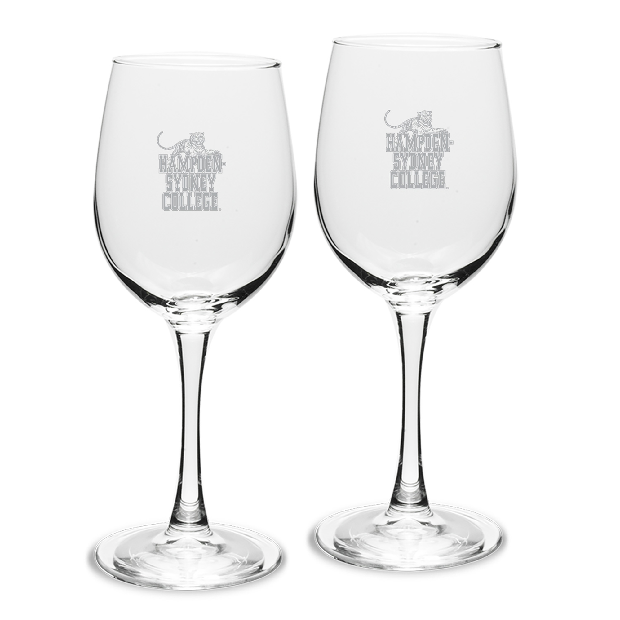 Hampden-Sydney College Tigers 12oz. Two-Piece Traditional White Wine Glass Set