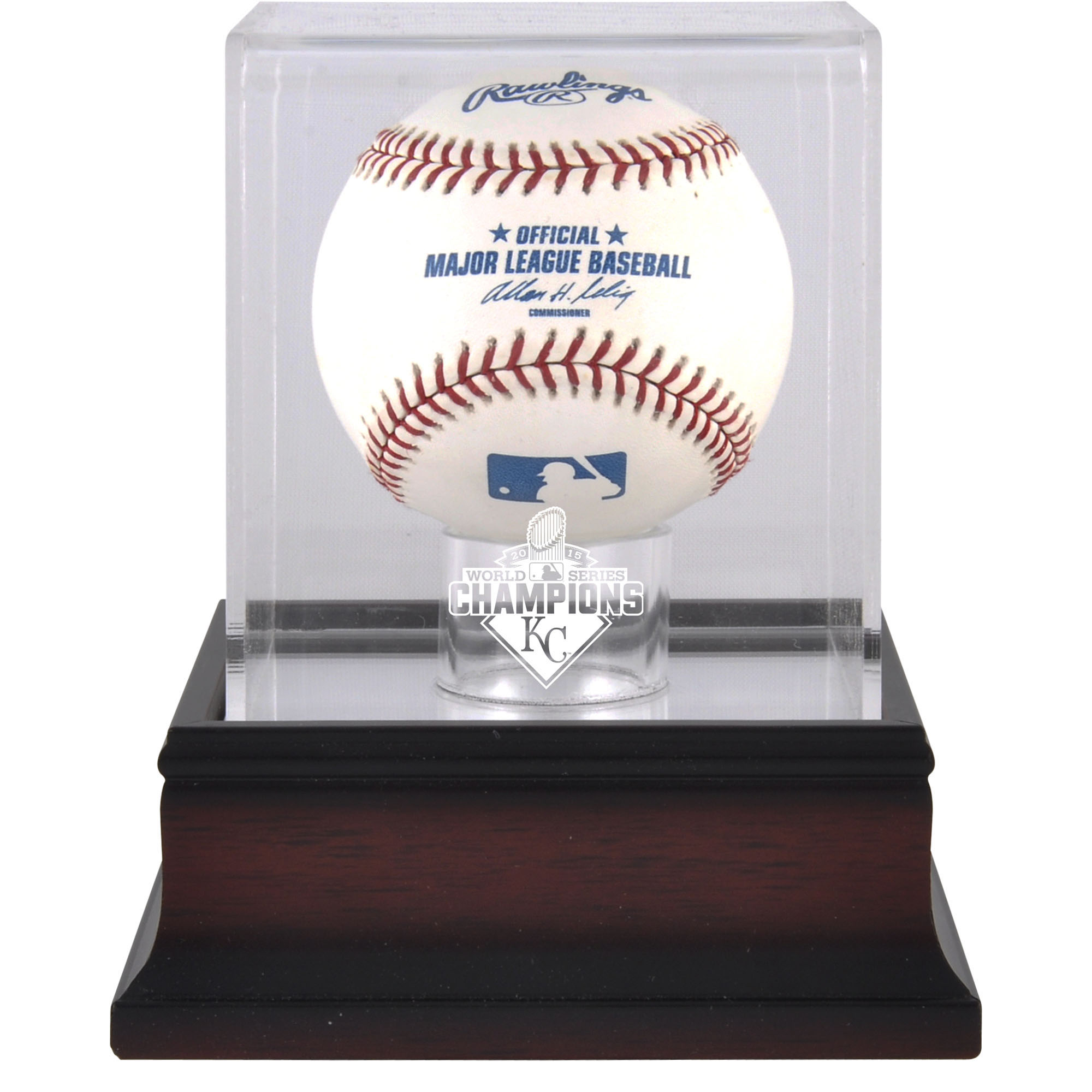 Kansas City Royals 2015 MLB World Series Champions Mahogany Baseball World Series Champions Logo Display Case