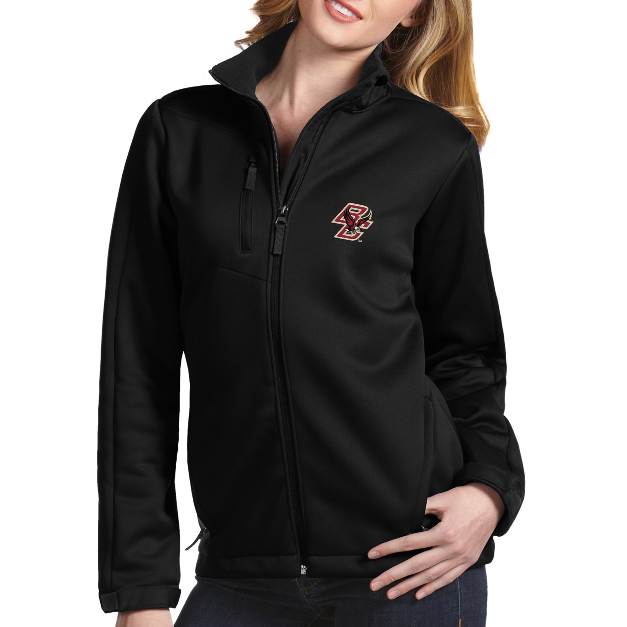 Women's Antigua Black Boston College Eagles Traverse Full-Zip Jacket