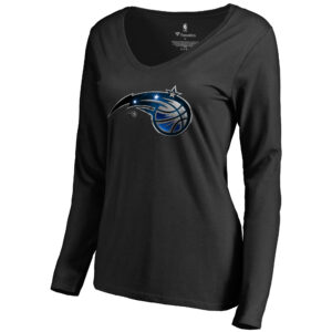Women's Black Orlando Magic Midnight Mascot Long Sleeve V-Neck T-Shirt