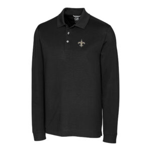 Men's Cutter & Buck Black New Orleans Saints Big & Tall Advantage Long Sleeve Polo