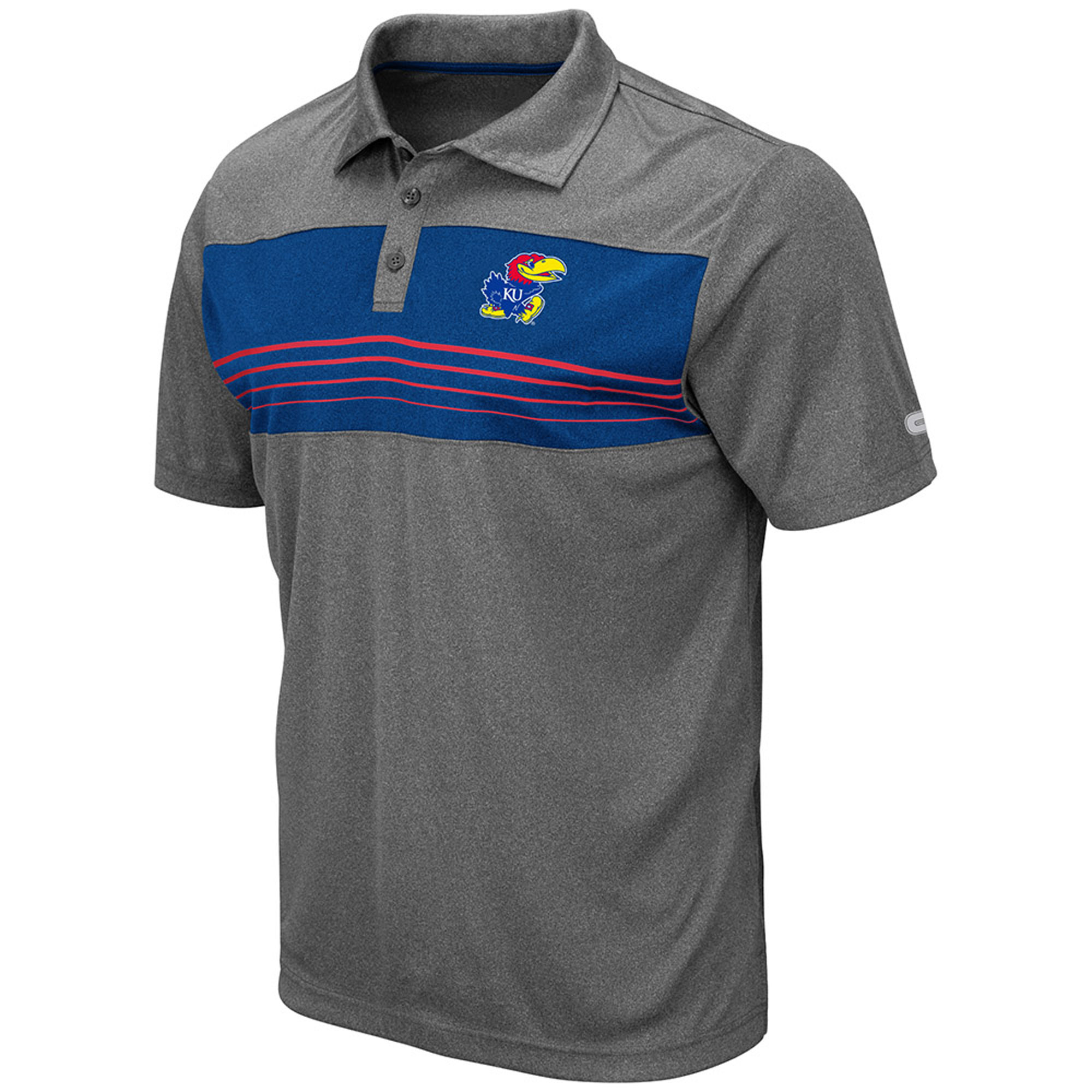 Men's Colosseum Heathered Charcoal Kansas Jayhawks Smithers Polo - Image 6