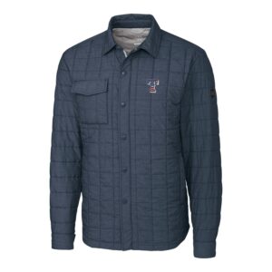 Men's Cutter & Buck Gray Texas Rangers Americana Rainier Full-Snap Shirt Jacket
