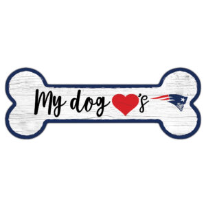 New England Patriots 6" x 12" Team Dog Bone Sign