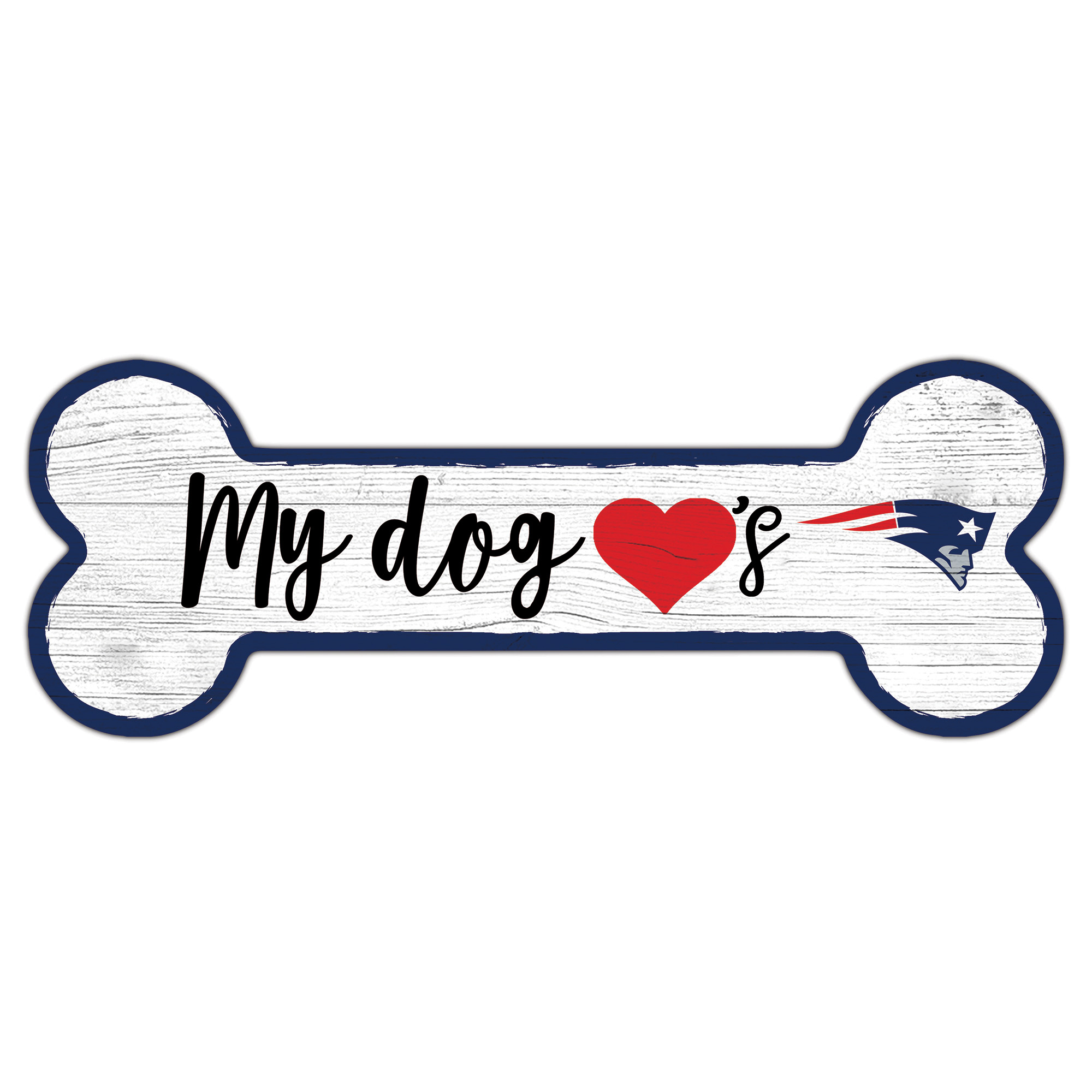 New England Patriots 6" x 12" Team Dog Bone Sign