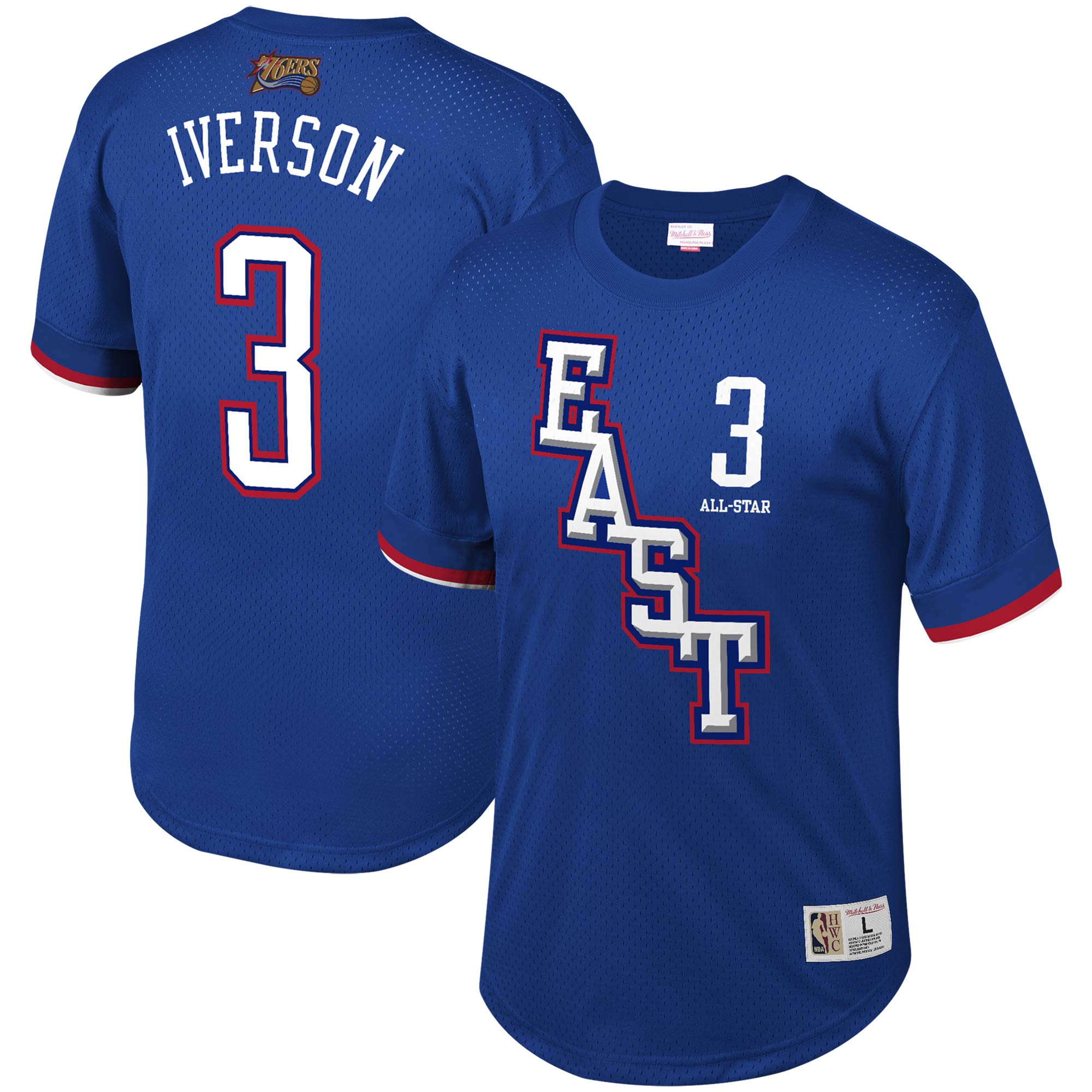 Men's Mitchell & Ness Allen Iverson Royal NBA Mesh T-Shirt - Image 2
