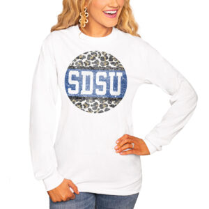 Women's White South Dakota State Jackrabbits Scoop & Score Long Sleeve T-Shirt