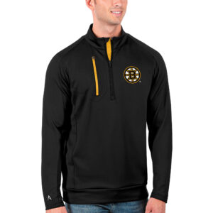 Men's Antigua Black/Gold Boston Bruins Generation Quarter-Zip Pullover Jacket