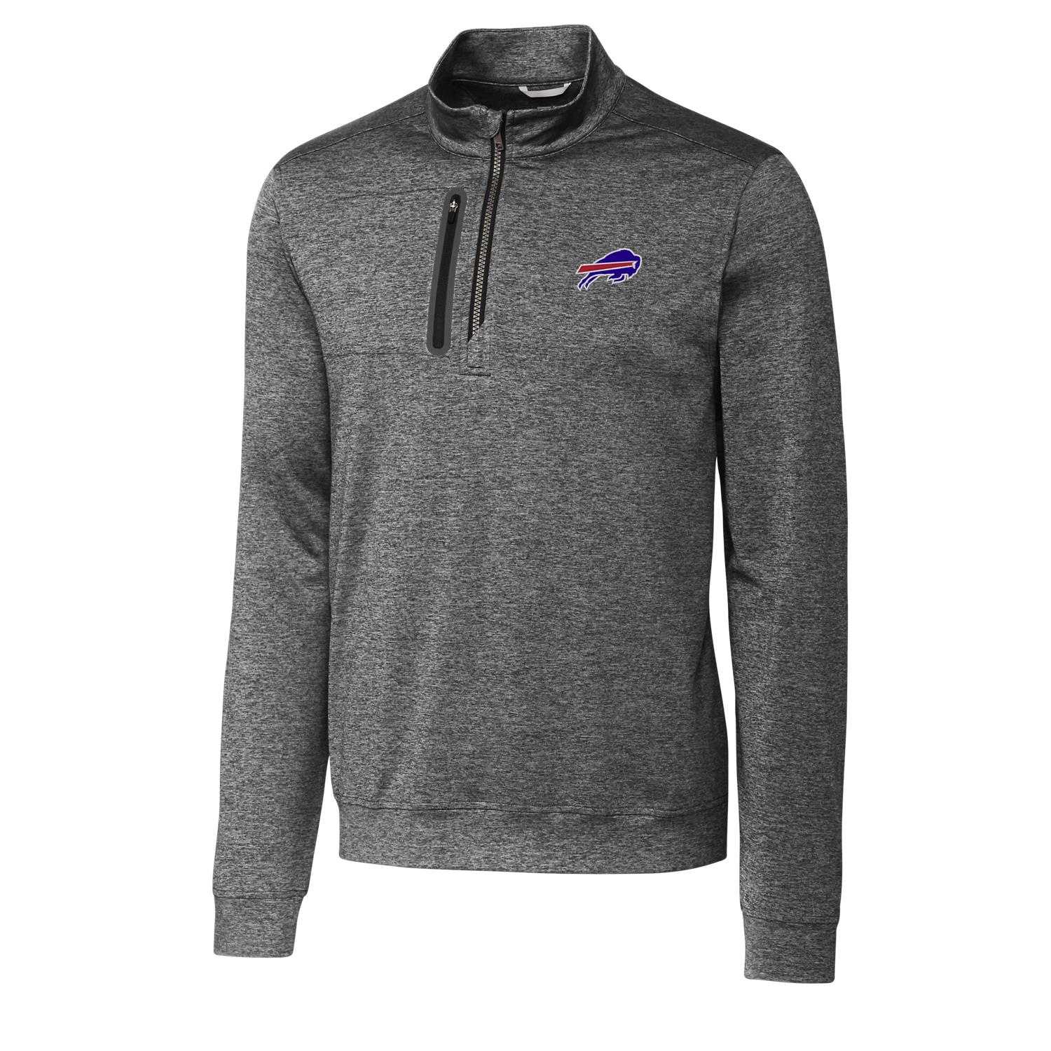 Men's Cutter & Buck Gray Buffalo Bills Big & Tall Stealth Quarter-Zip Pullover Jacket